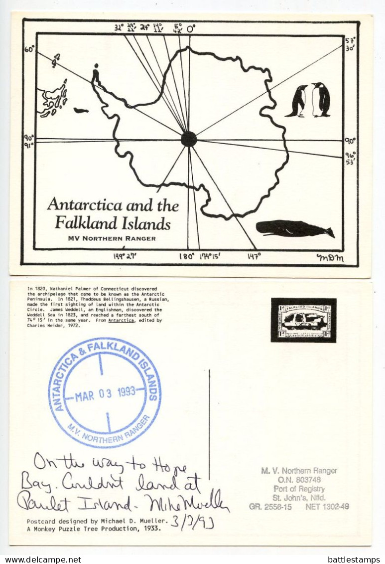 Antarctica And The Falkland Islands 1993 6 Postcards M.V. Northern Ranger Ship Expedition - Islas Malvinas