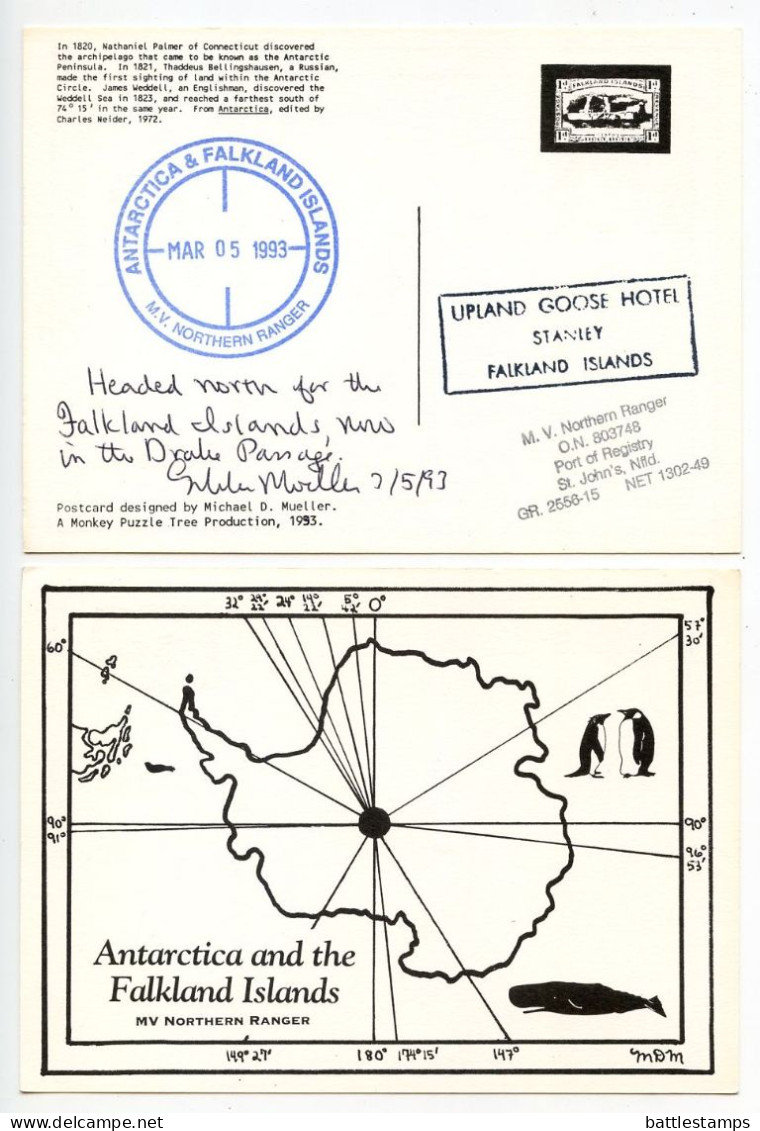 Antarctica and the Falkland Islands 1993 6 Postcards M.V. Northern Ranger Ship Expedition