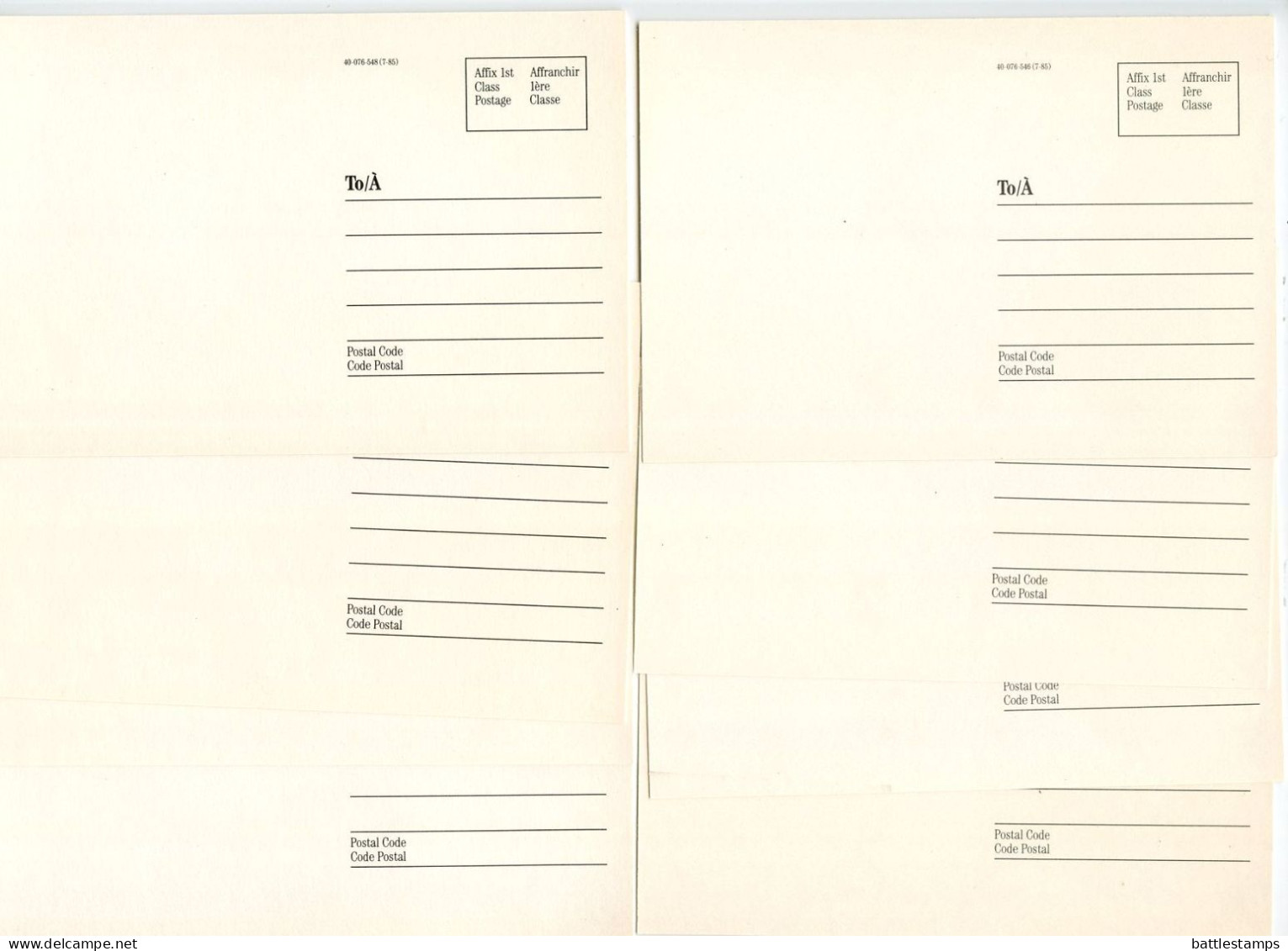 Canada 1985 Unused Set Of 8 Change Of Address Postcards From The Canada Post - Canada Goose, 2 Designs - Enteros Postales Del Correo