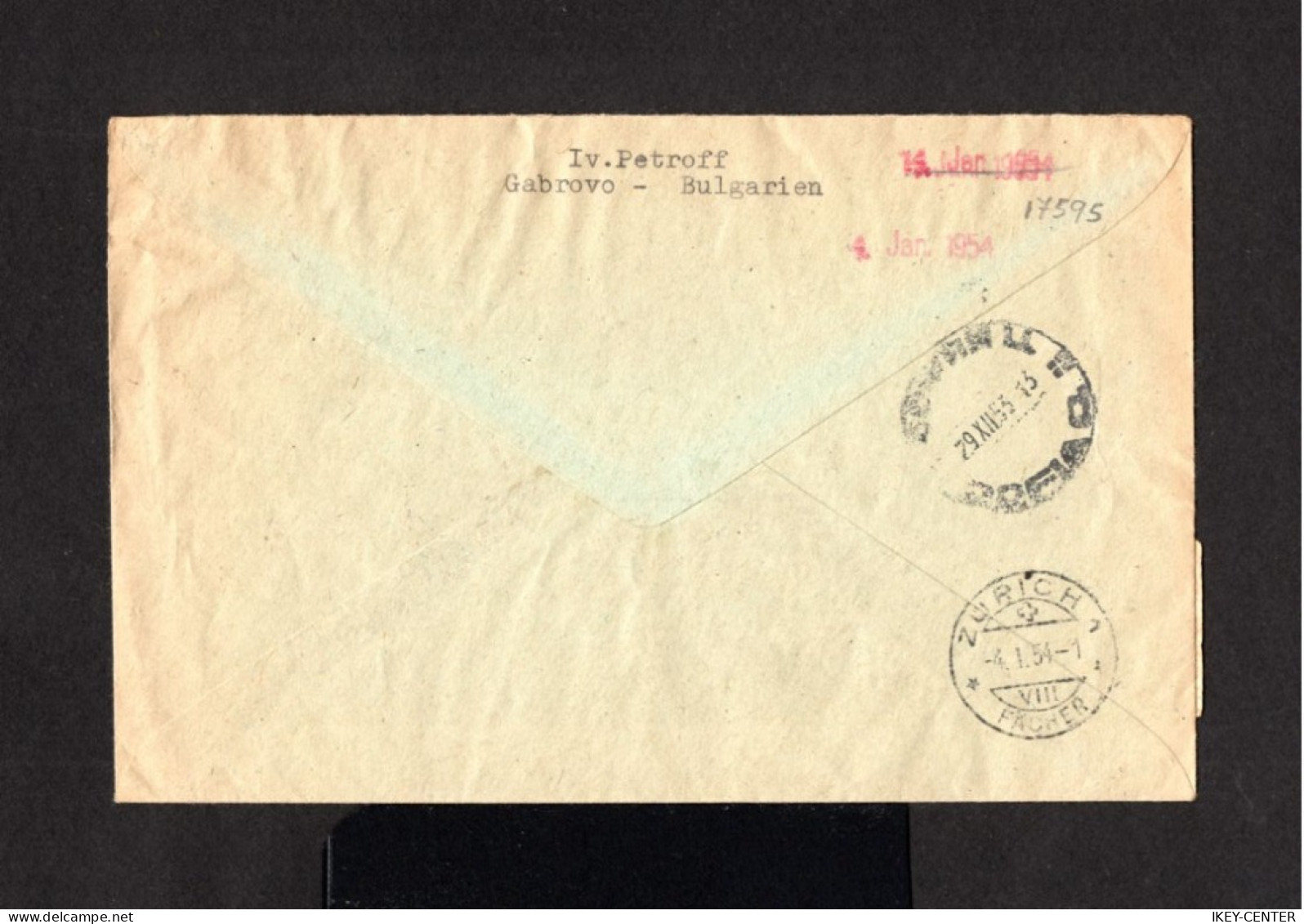 17595-BULGARIA-REGISTERED COVER GABROVO To ZURICH (switzerland) 1953.ENVELOPPE RECOMMANDE Bulgarie. - Covers & Documents