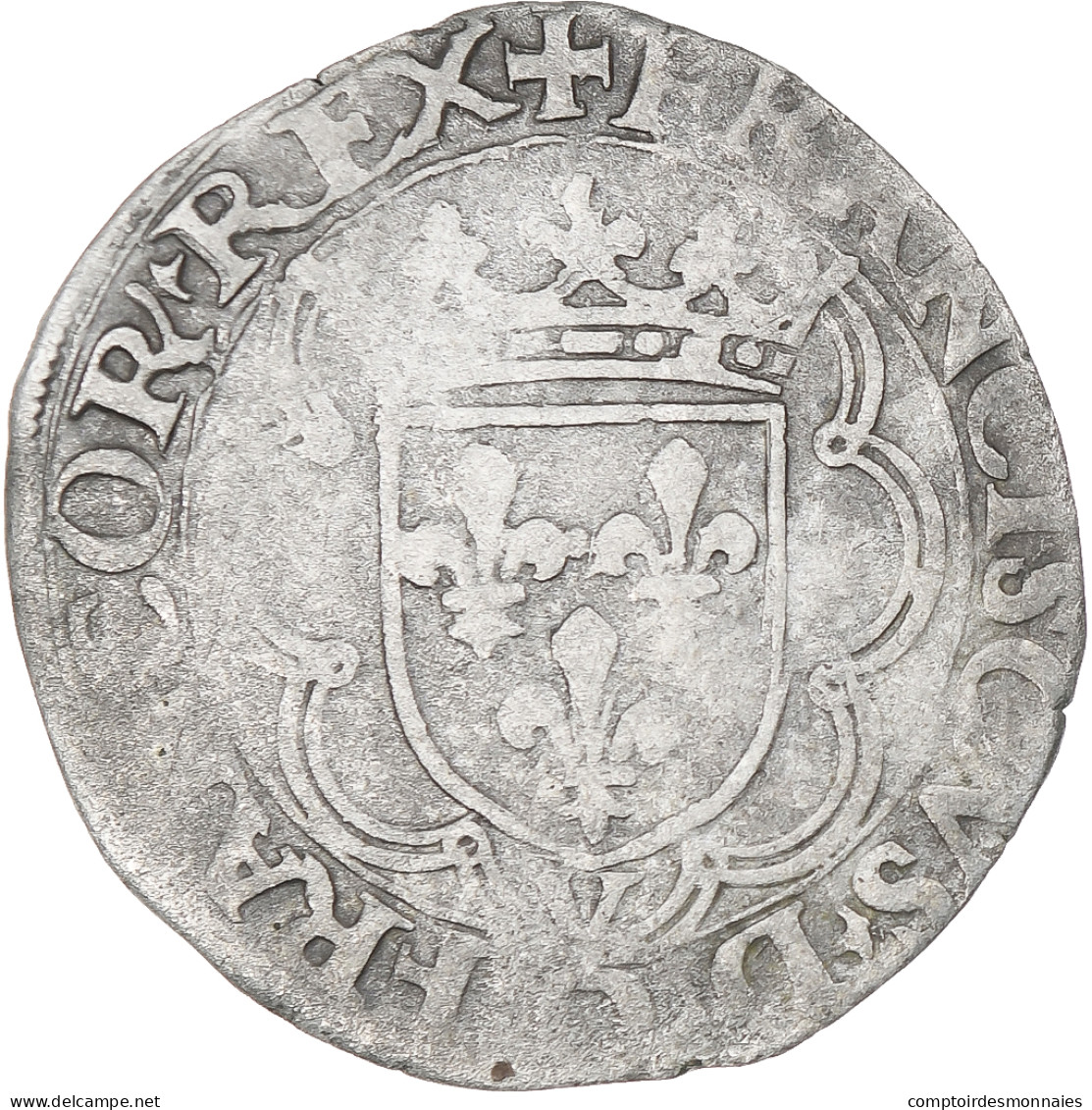 France, François Ier, Douzain à La Croisette, Turin, TB+, Billon, Gadoury:254 - 1515-1547 François 1er