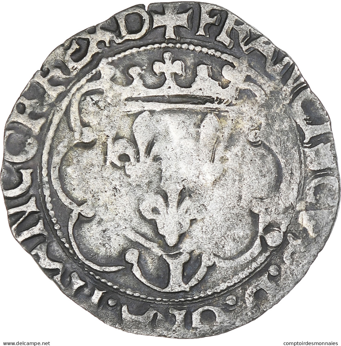 France, François Ier, Douzain à La Croisette, Limoges, TB, Billon, Gadoury:254 - 1515-1547 Francisco I