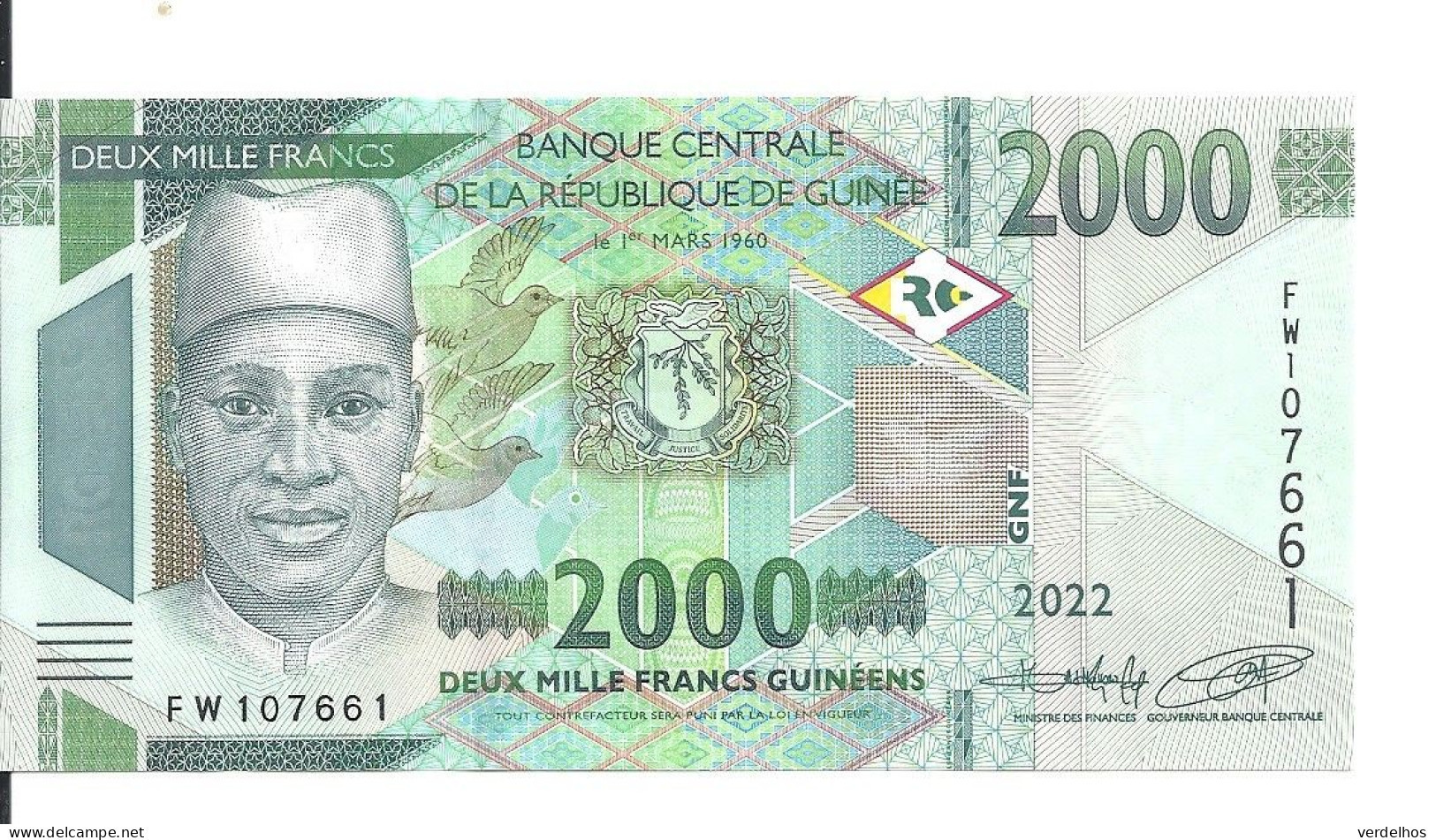 GUINEE 2000 FRANCS 2022 UNC P 48 - Guinée