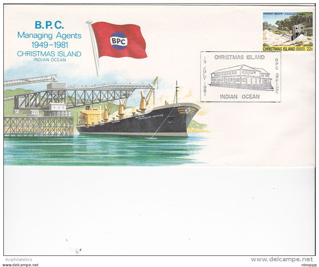 Christmas Island 1981 B.P.C. Managing Agents Souvenir Cover - Christmas Island