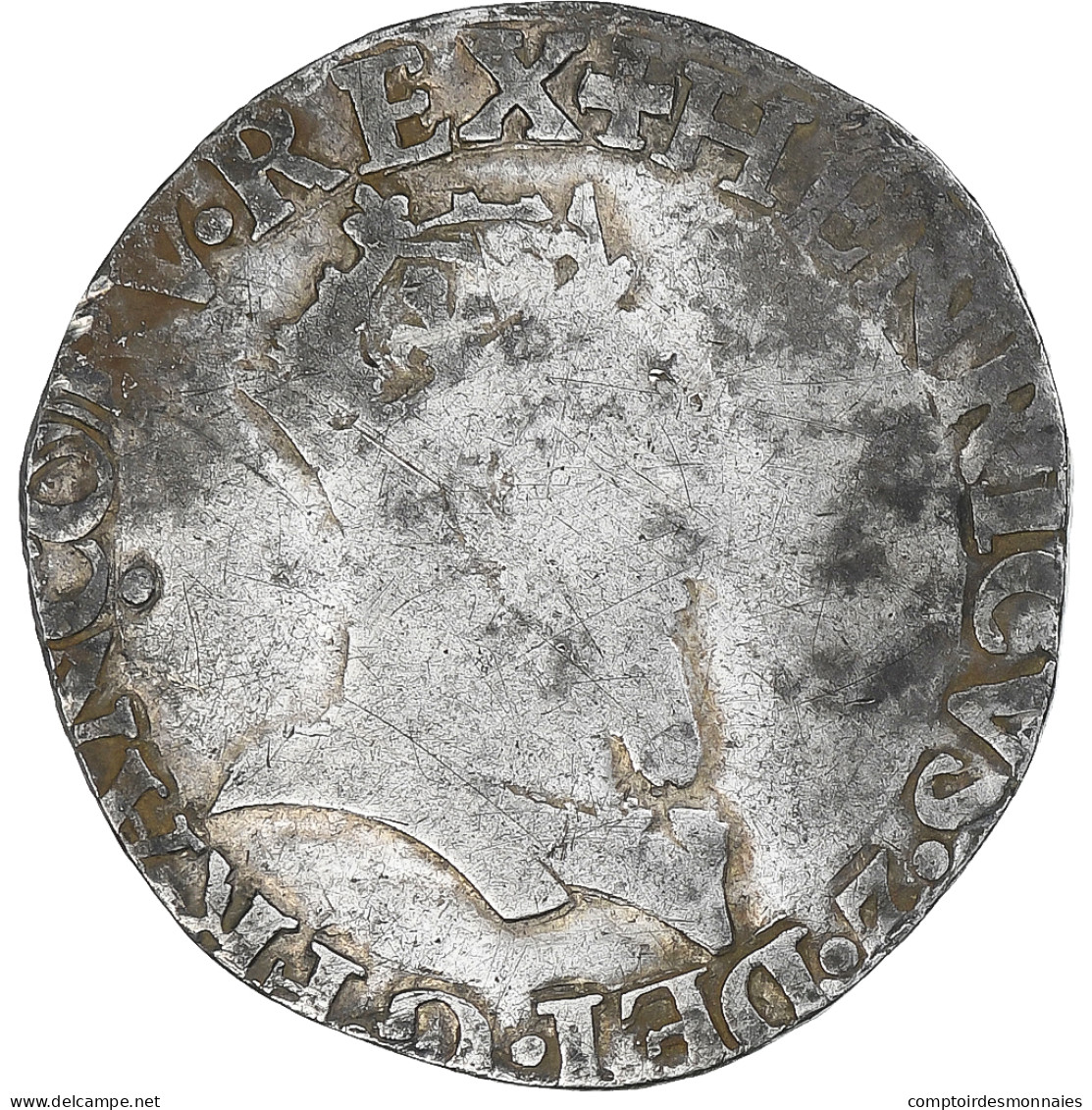 France, Henri II, 1/2 Teston à La Tête Couronnée, 1549, Paris, Très Rare - 1547-1559 Henri II