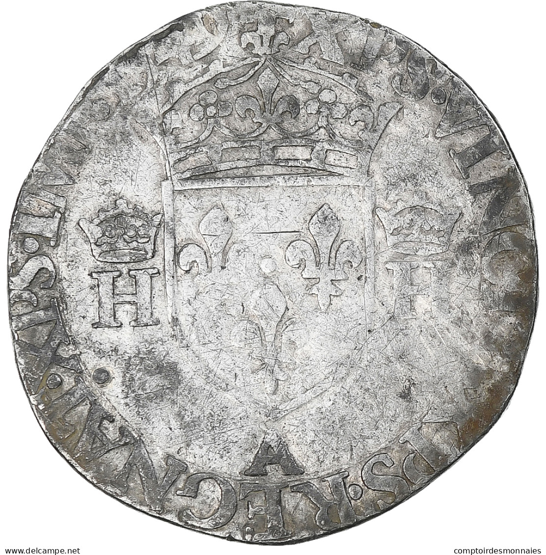 France, Henri II, 1/2 Teston à La Tête Couronnée, 1549, Paris, Très Rare - 1547-1559 Henri II