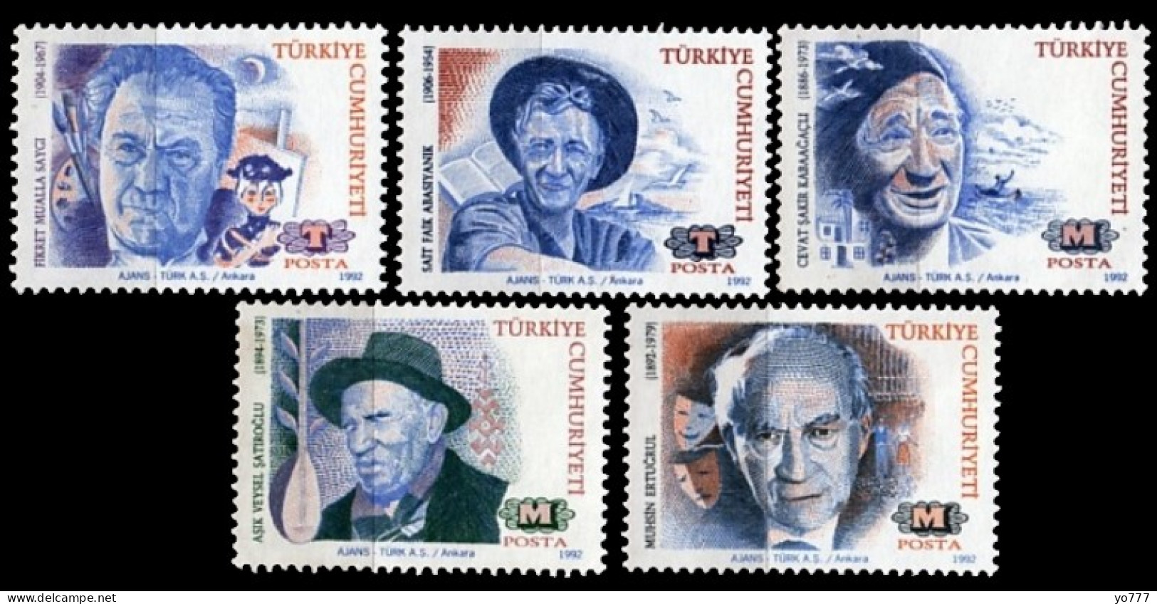 (2975-79) FAMOUS TURKS COMPOSER WRITER POET NOVELIST MNH** - Neufs