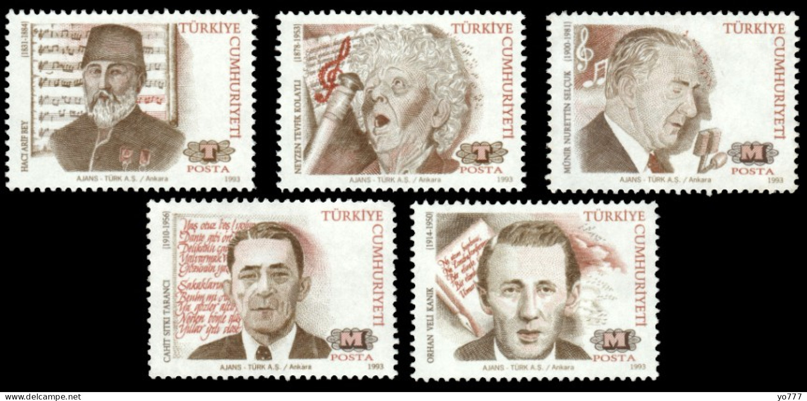 (2994-98) REGULAR ISSUE STAMPS FAMOUS TURKS COMPOSER WRITER POET NOVELIST MNH** - Ongebruikt