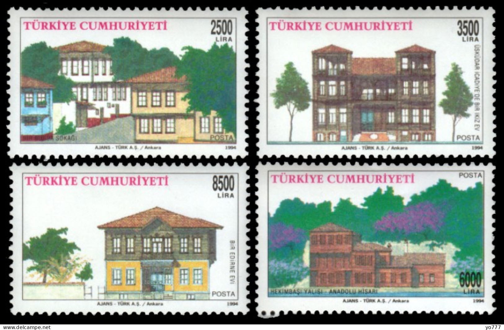 (3021-24) TURKEY TRADITIONAL TURKISH HOUSES MNH** - Ungebraucht