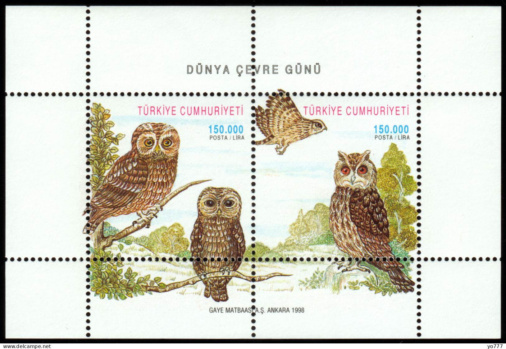 (3150-51 BL35) TURKEY WORLD ENVIRONMENT DAY OWL SOUVENIR SHEET MNH** - Nuevos