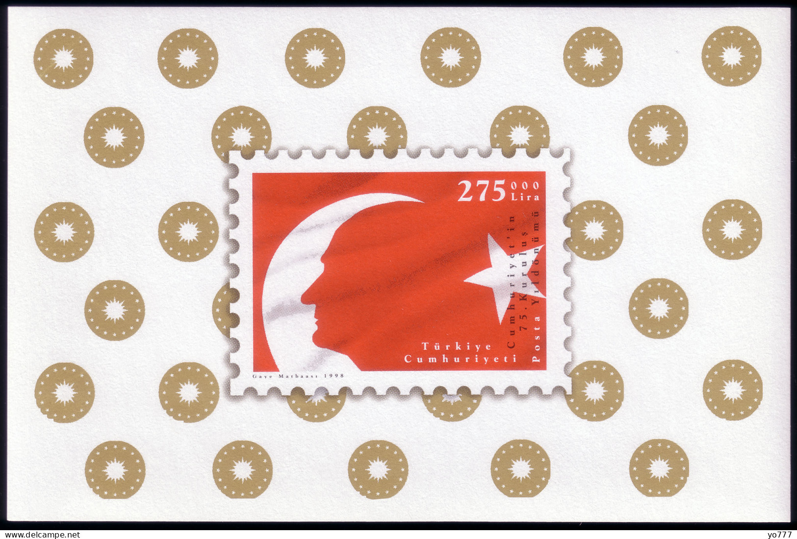 (3159-60 BL) TURKEY 75th ANNIVERSARY OF THE FOUNDATION OF TURKISH REPUBLIC FLAG SHEET MNH** - Nuovi