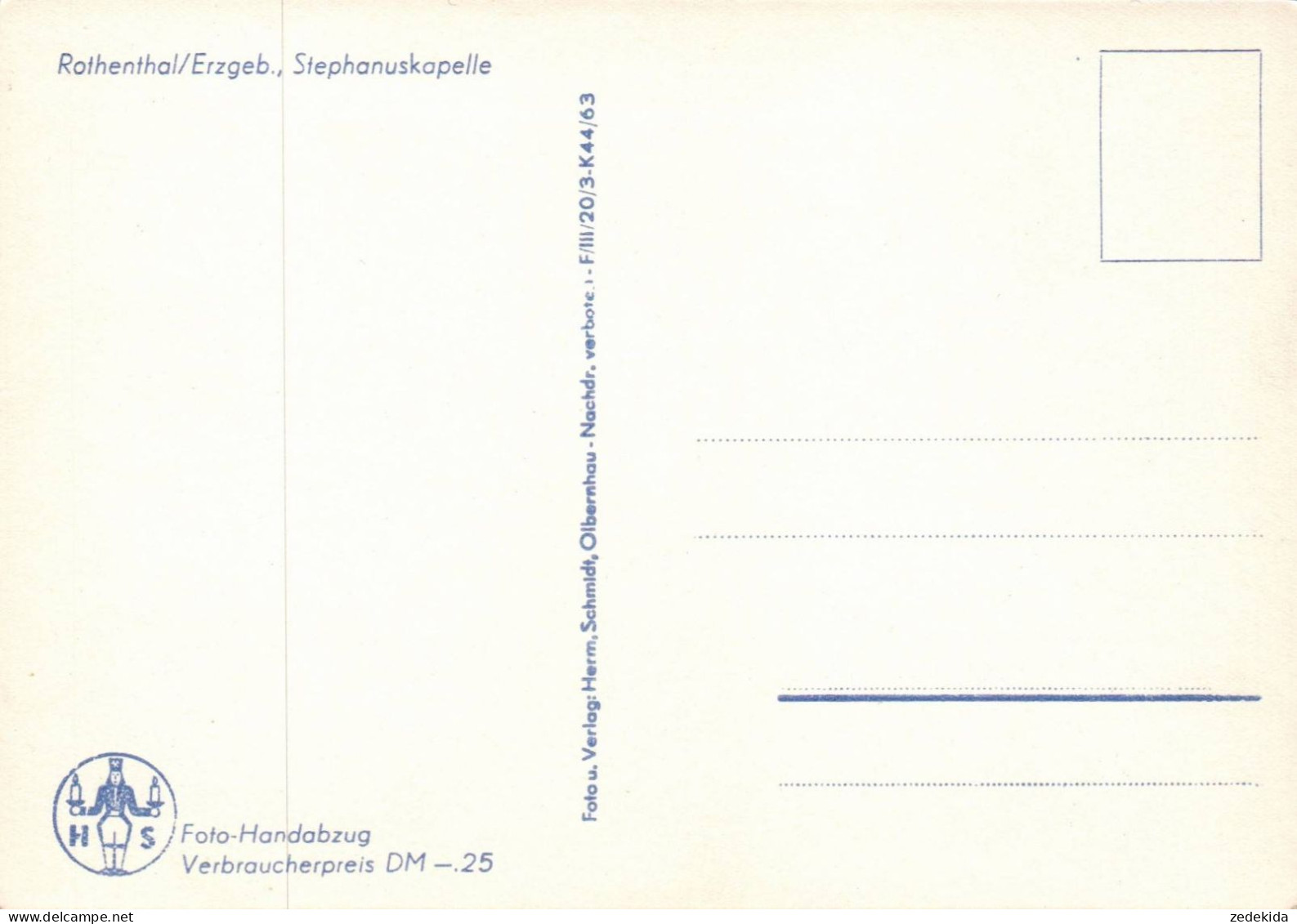 E7508 - TOP Rothenthal Stephanuskapelle - Verlag Schmidt Olbernhau - Kirchen U. Kathedralen