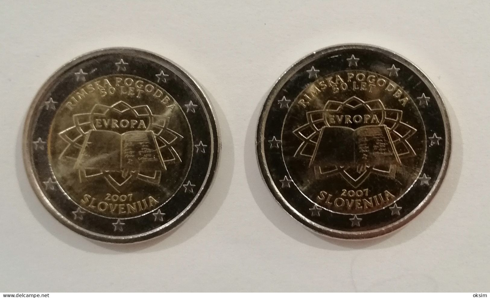 SLOVENIJA 2 EURO, RIMSKA POGODBA 50 LET, 2007, TREATY OF ROME, Römische Verträge,  2 Komada/pieces/Stücke - Slowenien