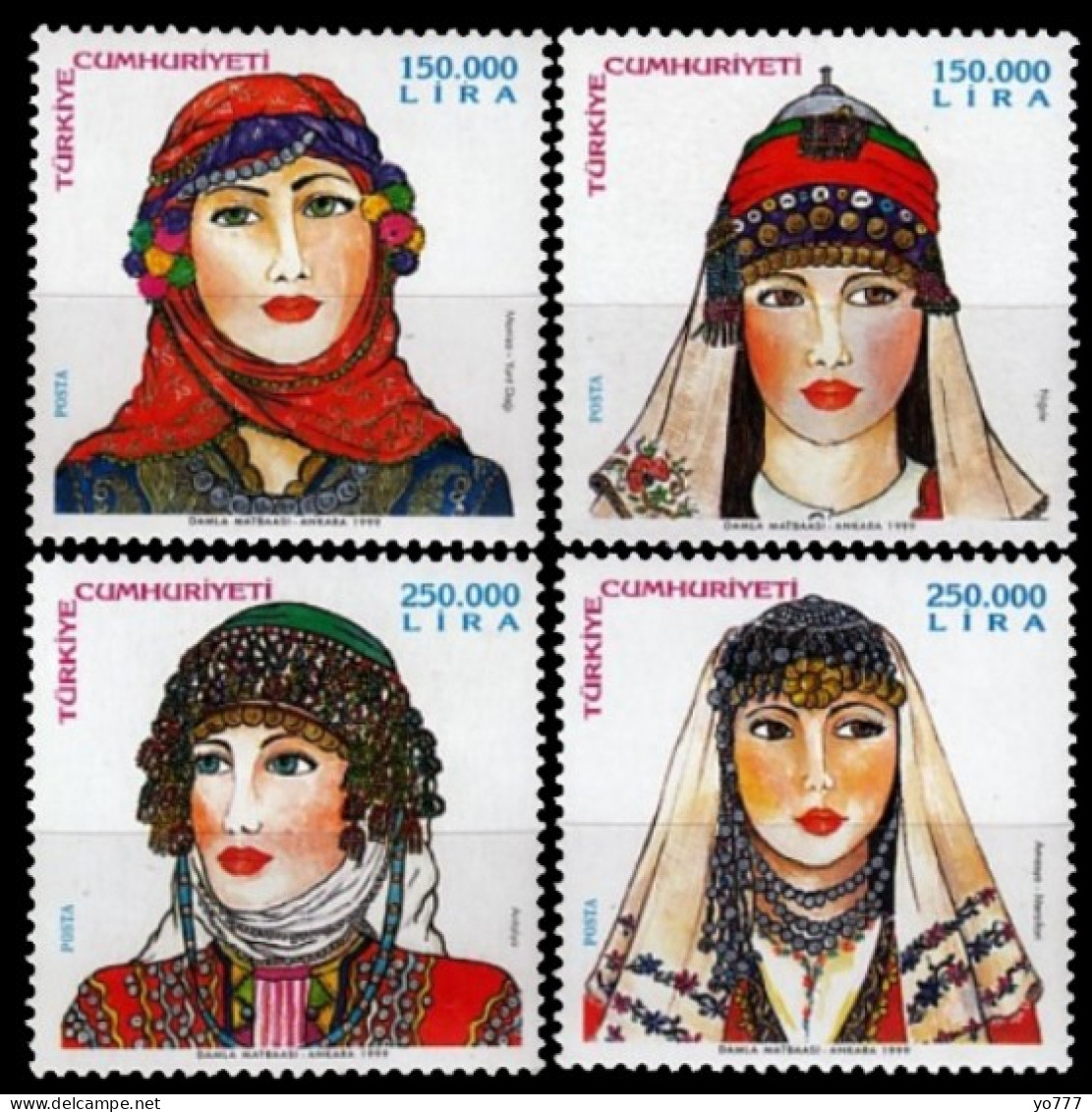 (3203-06) 1999 TURKISH WOMEN HEAD COVERS MNH** - Neufs