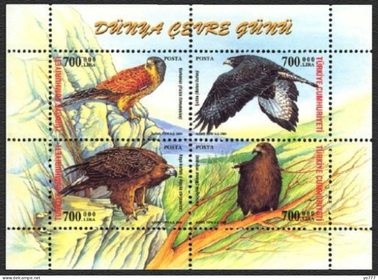 (3378-81) TURKEY WORLD ENVIRONMENT DAY BIRDS SHEET MNH** HAWK - Neufs