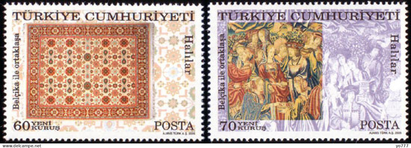 (3447-48) TURKEY CARPETS TURKEY  BELGIUM JOINT ISSUE MNH** - Ungebraucht