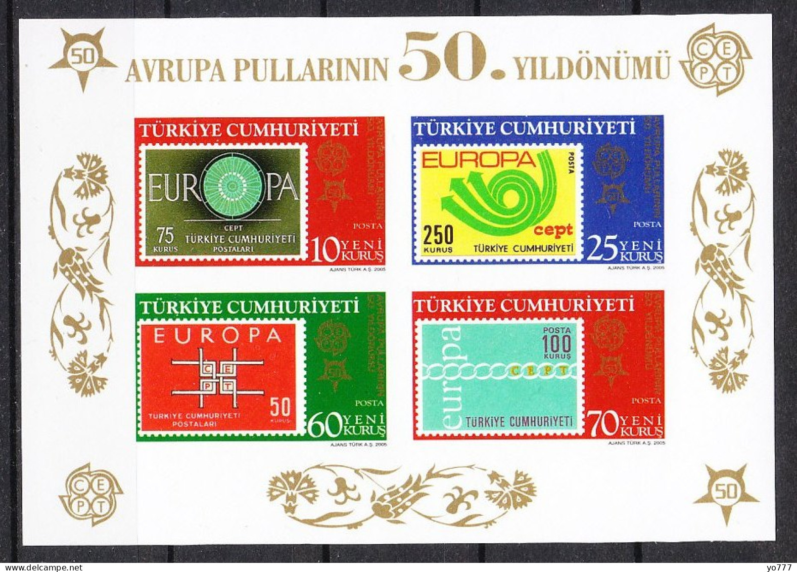 (3491-94) 50 YEARS TURKEY EUROPA CEPT STAMPS SHEET MNH** - Ongebruikt