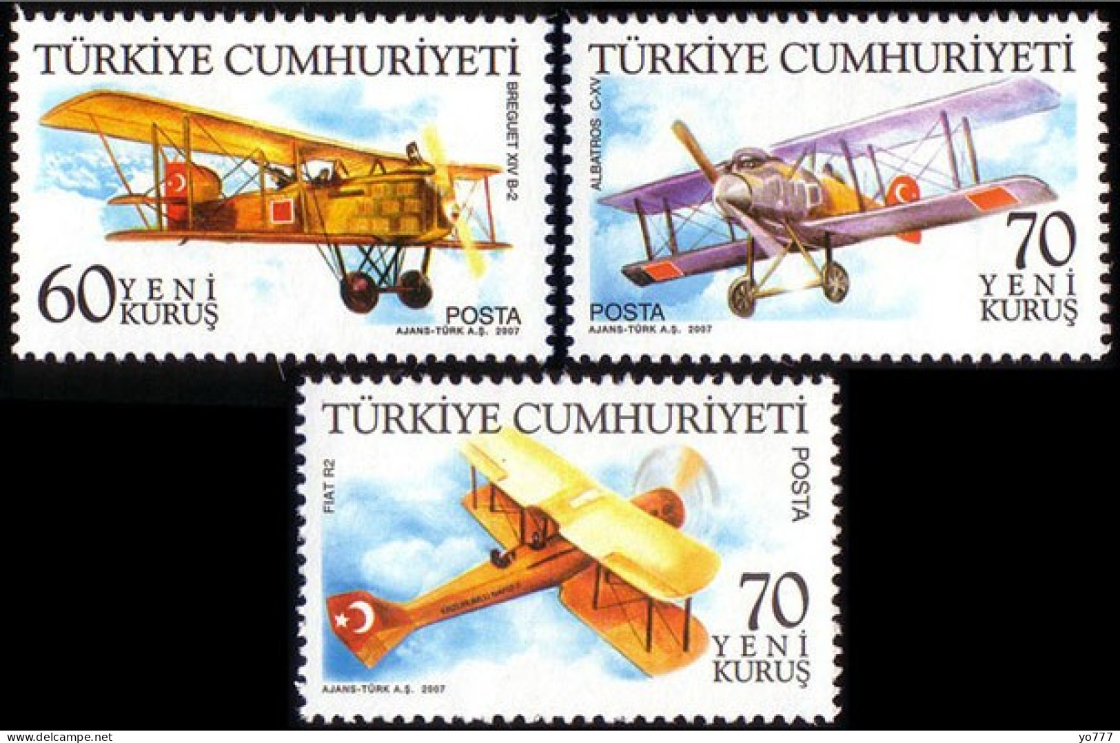 (3561-63) TURKEY AIRPLANES MNH ** - Ungebraucht