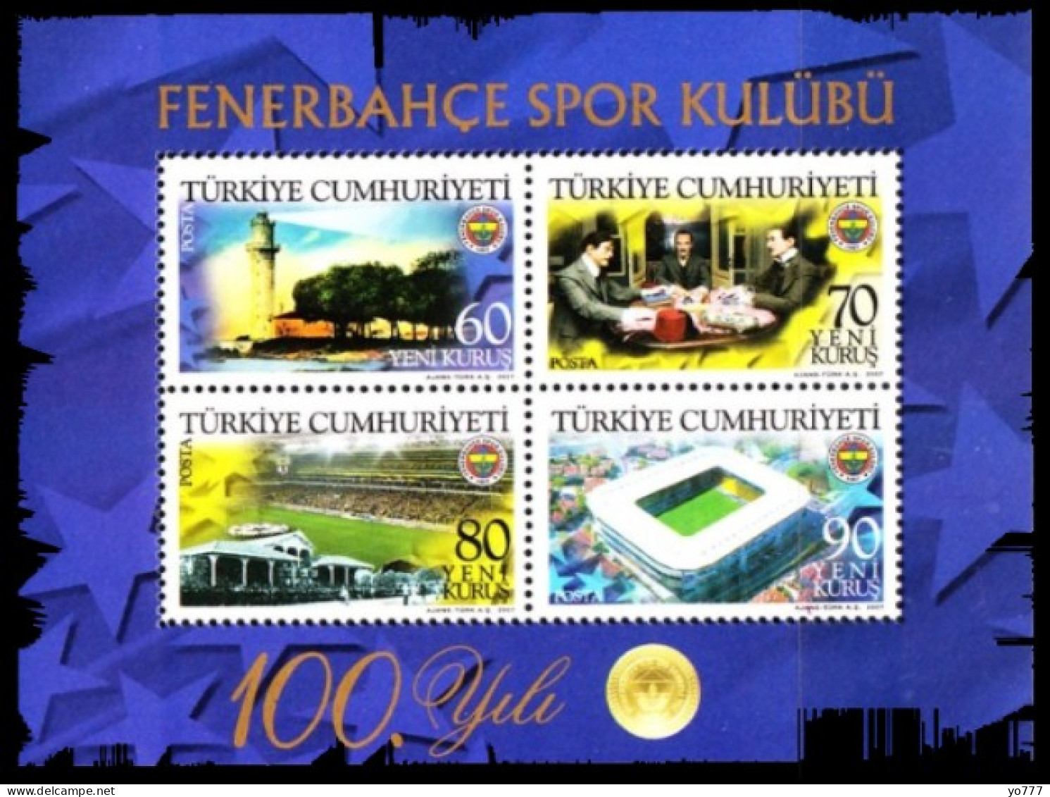 (3580-83 BL61) TURKEY 100th ANNIVERSARY OF FENERBAHCE SPORT CLUB SOUVENIR SHEET MNH** - Unused Stamps