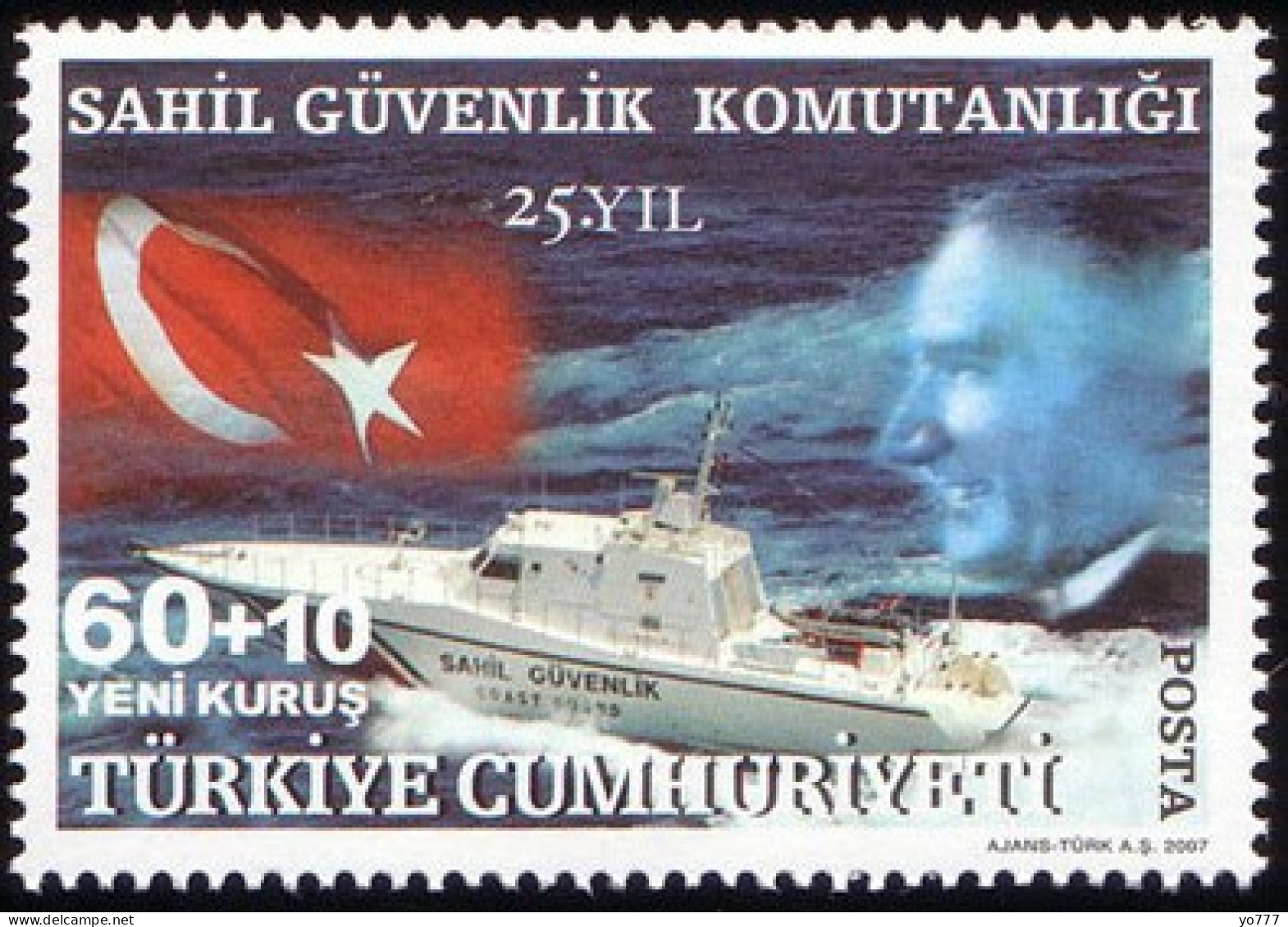 (3608) TURKEY 25th ANNIVERSARY OF TURKISH COAST GUARD COMMAND MNH ** - Ungebraucht