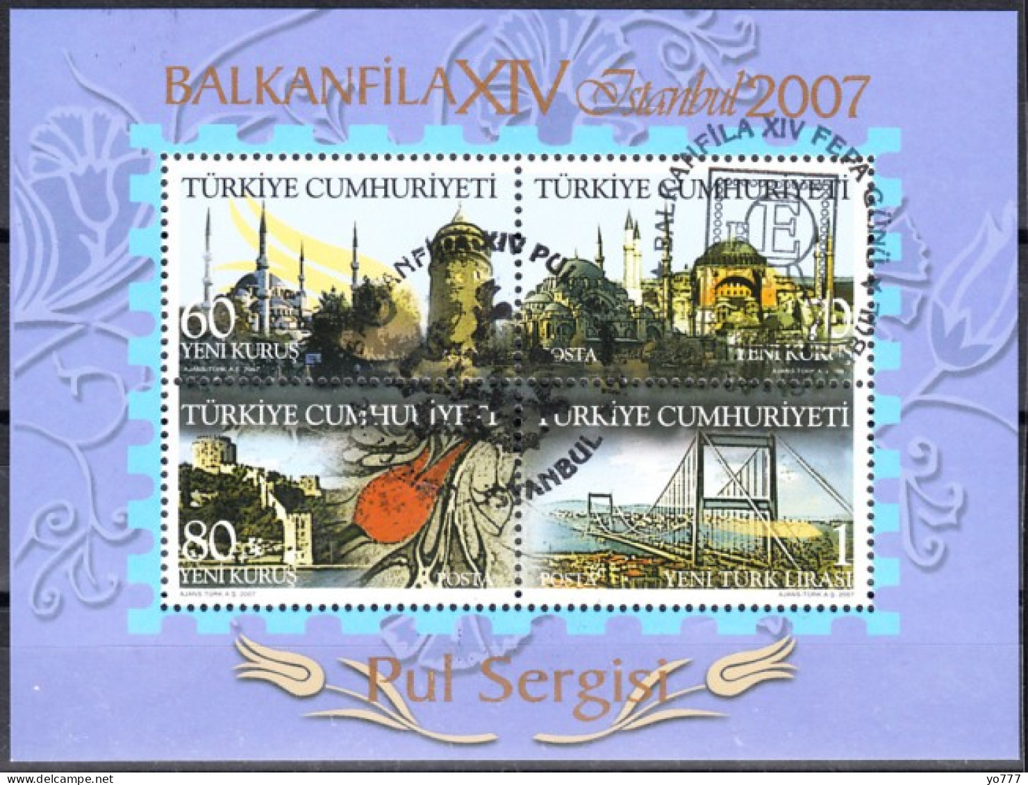 (3615-18 BL64) TURKEY BALKANFILA XIV STAMPS EXHIBITION SOUVENIR SHEET CTO - Unused Stamps