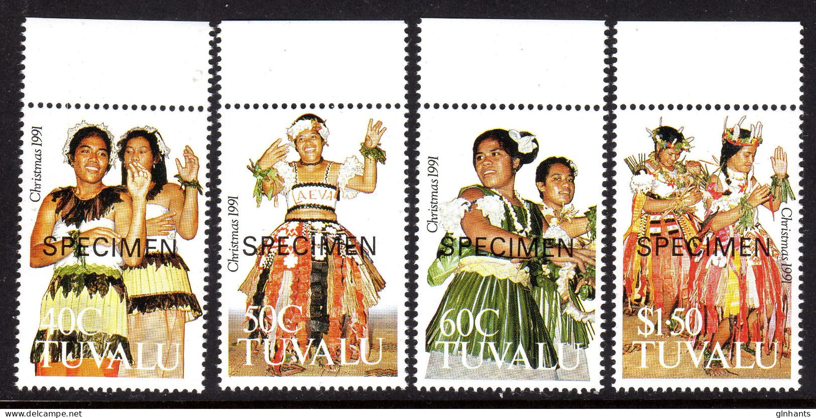 TUVALU - 1991 CHRISTMAS DANCERS SET (4V) O/P SPECIMEN FINE MNH ** SG 617-620 - Tuvalu