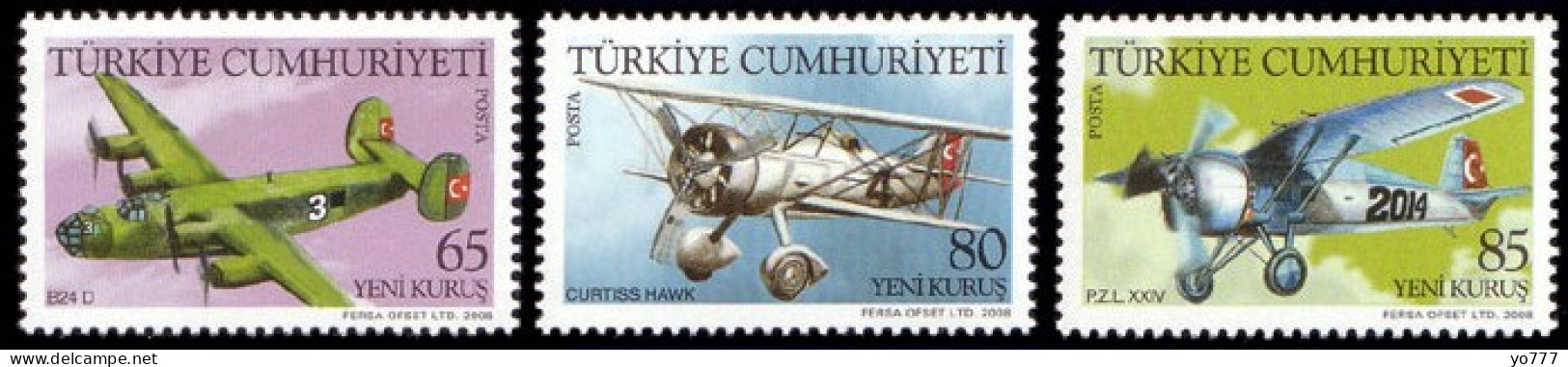 (3660-62) 2008 TURKEY AIRPLANES MNH** - Ungebraucht