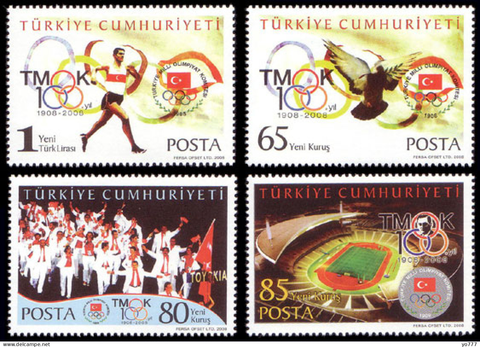 (3667-70) TURKEY CENTENARY OF THE OLYMPIC COMMITTEE OF TURKEY MNH** - Unused Stamps