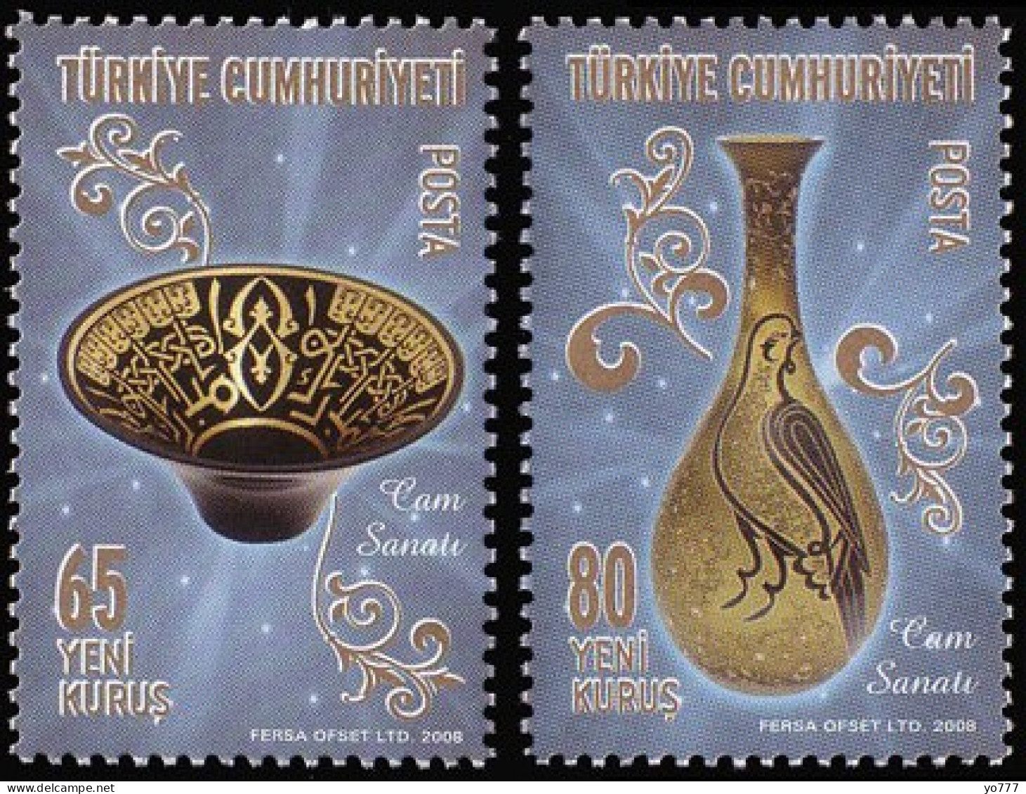 (3698-99) TURKEY TRADITIONAL TURKISH ARTS GLASS MNH** - Neufs