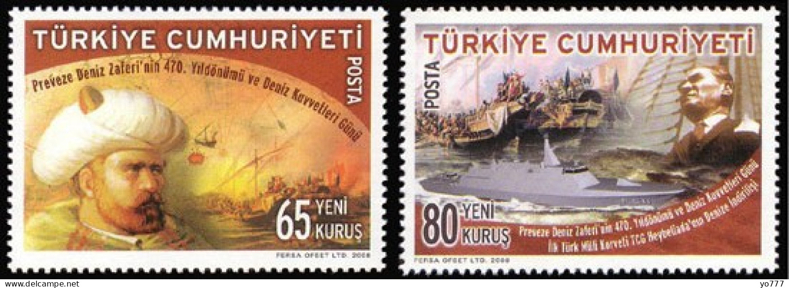 (3700-01) TURKEY 470th ANNIVERSARY OF PREVEZE NAVAL WAR AND NAVALFORCES DAY MNH** - Ungebraucht