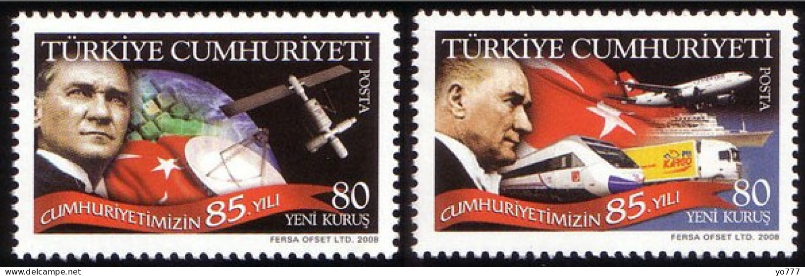 (3714-15) TURKEY 85th ANNIVERSARY OF THE REPUBLIC OF TURKEY MNH** - Unused Stamps