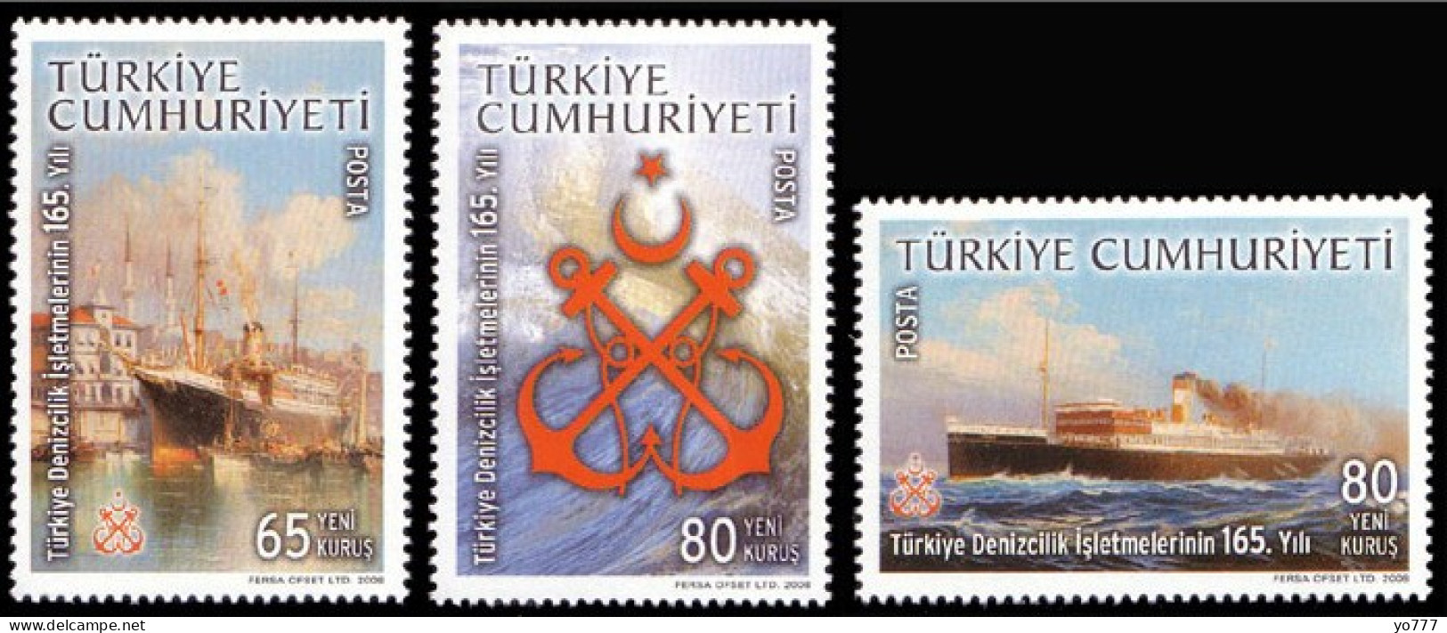 (3716-18) TURKEY 165th ANNIVERSARY OF TURKISH MARITIME ORGANIZATION MNH** - Unused Stamps