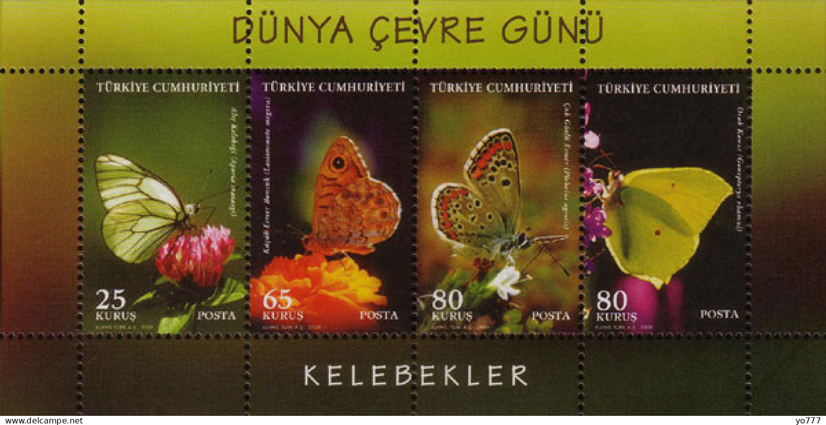 (3746-49 BL-71) TURKEY WORLD ENVIRONMENT DAY SOUVENIR SHEET (BUTTERFLIES) MNH ** - Nuovi