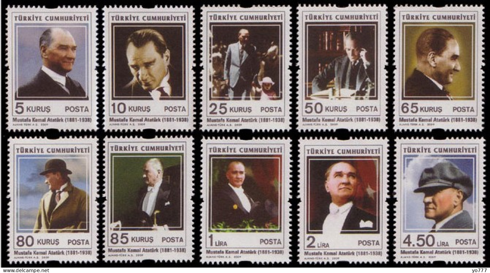 (3750-59) TURKEY DEFINITIVE POSTAGE STAMPS DEPICTING (ATATURK) MNH** - Ongebruikt