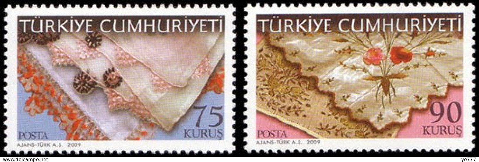 (3766-67) TURKEY TRADITIONAL TURKISH ARTS (OYA NEEDLE EMBROIDERY) MNH** - Ongebruikt