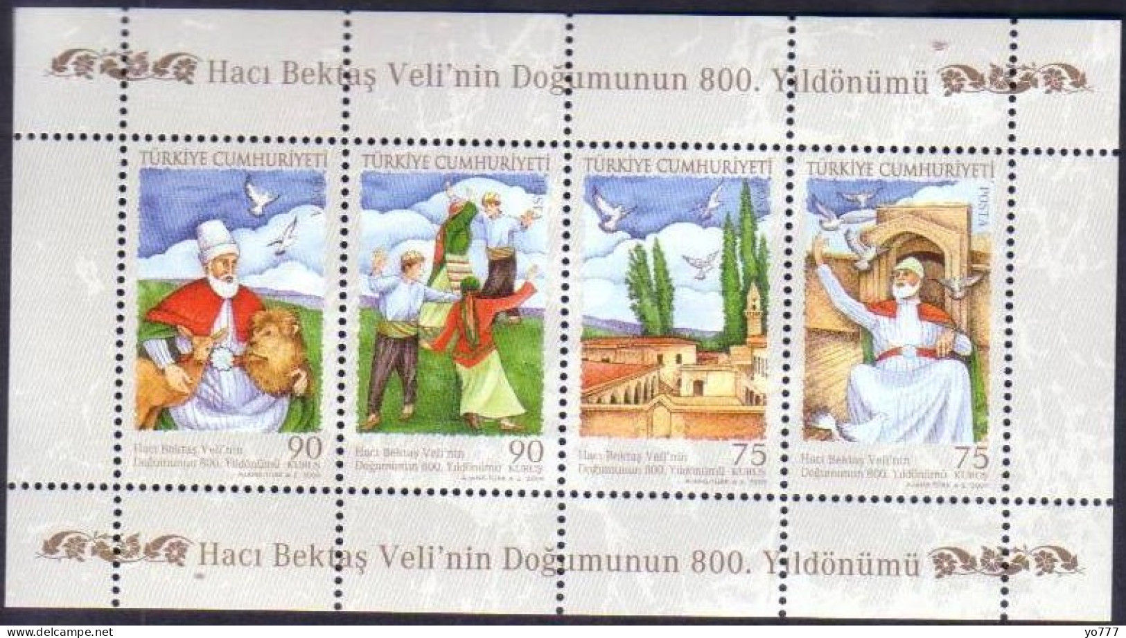 (3773-76) TURKEY 800th ANNIVERSARY OF THE BIRTH OF HACI BEKTAS VELI SOUVENIR SHEET MNH** - Unused Stamps