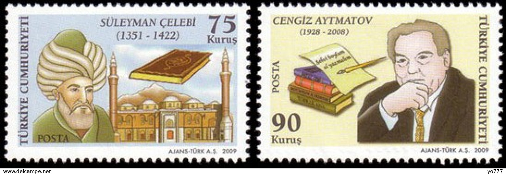 (3785-86) TURKEY FAMOUS TURKS STAMPS SET MNH** - Unused Stamps