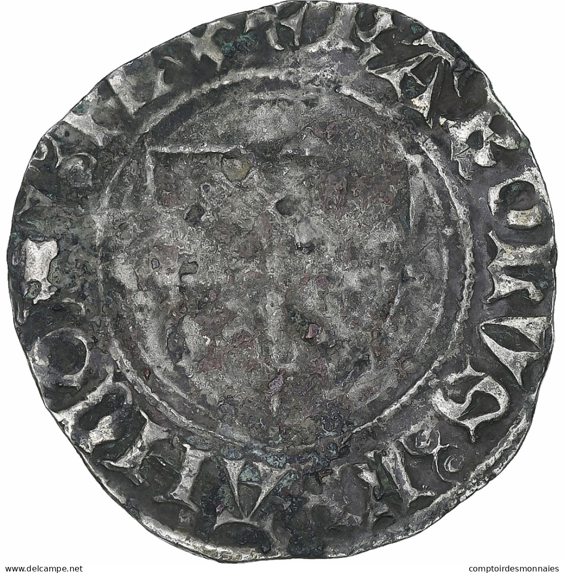 France, Charles VI, Blanc Guénar, 1411-1420, La Rochelle, 4th Emission, Billon - 1380-1422 Karl VI. Der Vielgeliebte