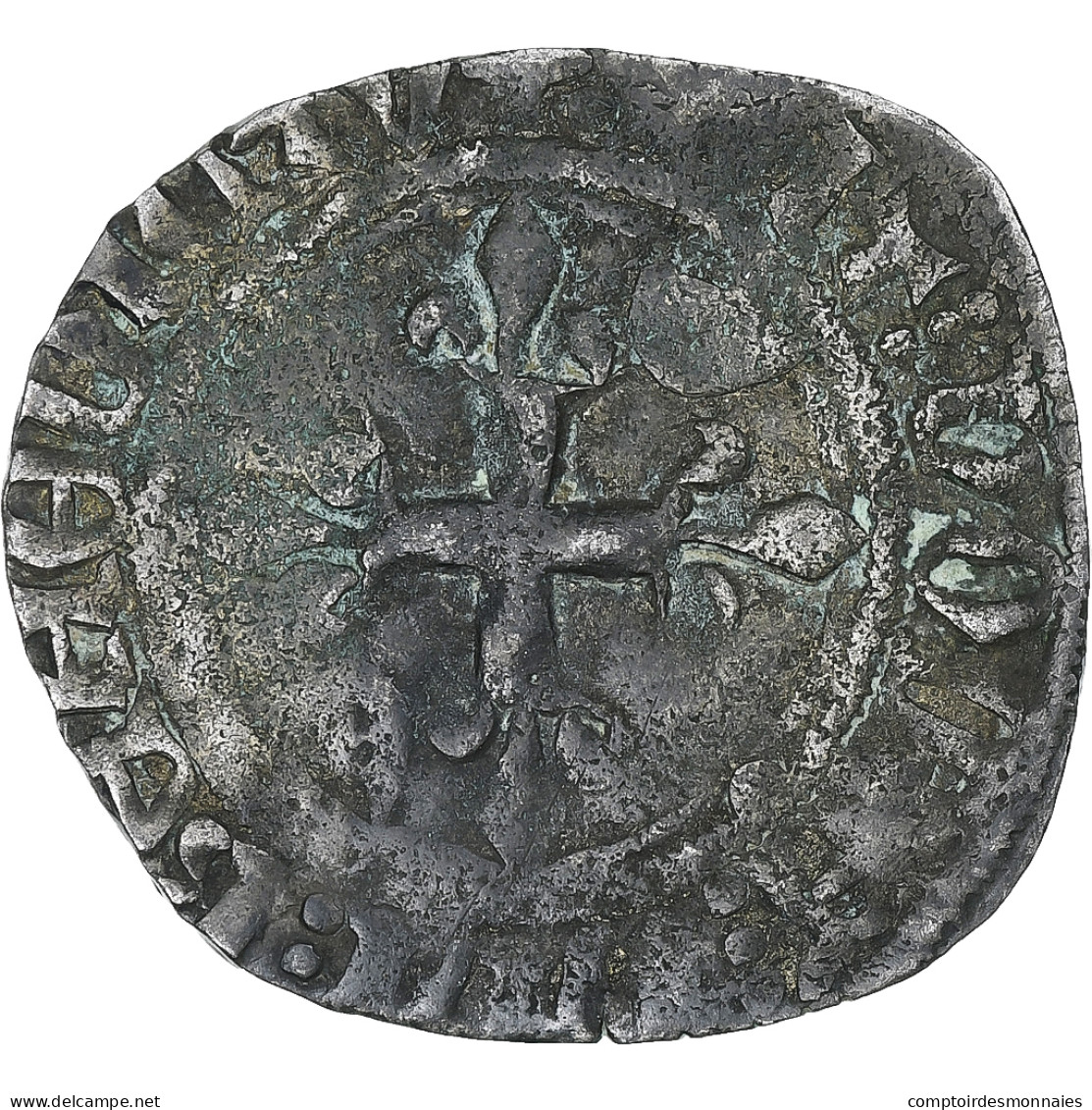 France, Charles VI, Florette, 1380-1422, Angers, Billon, TB, Duplessy:387 - 1380-1422 Karl VI. Der Vielgeliebte