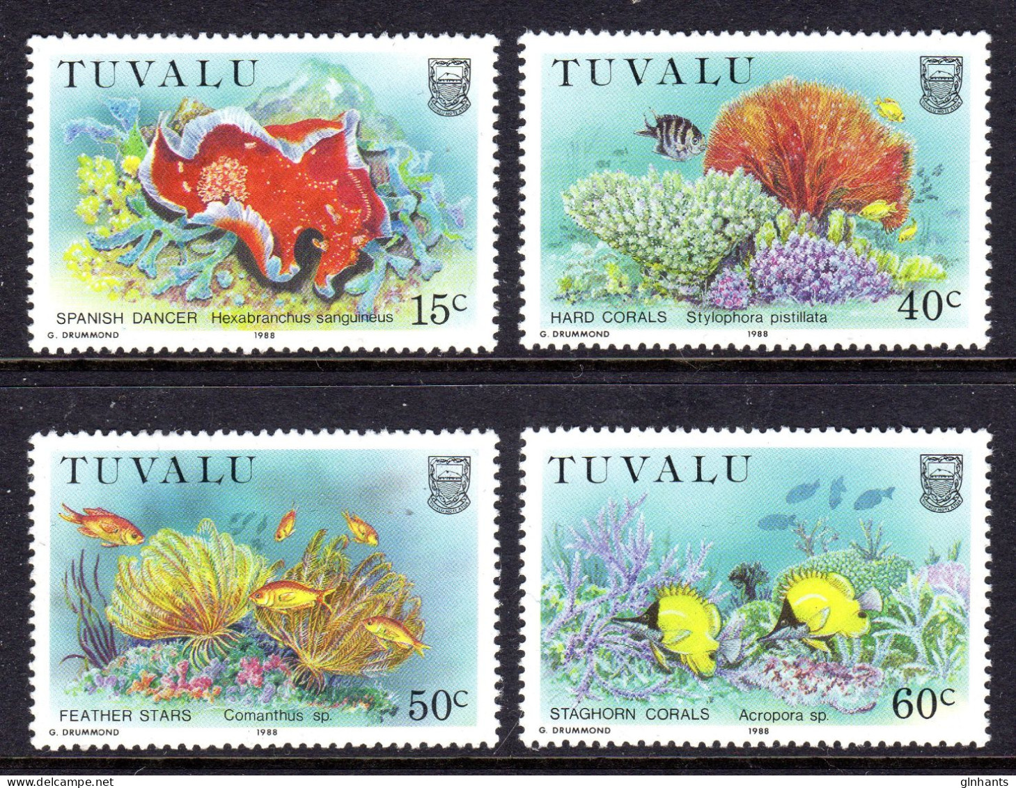 TUVALU - 1988 CORAL LIFE 2nd SERIES SET (4V) FINE MNH ** SG 498-501 - Tuvalu