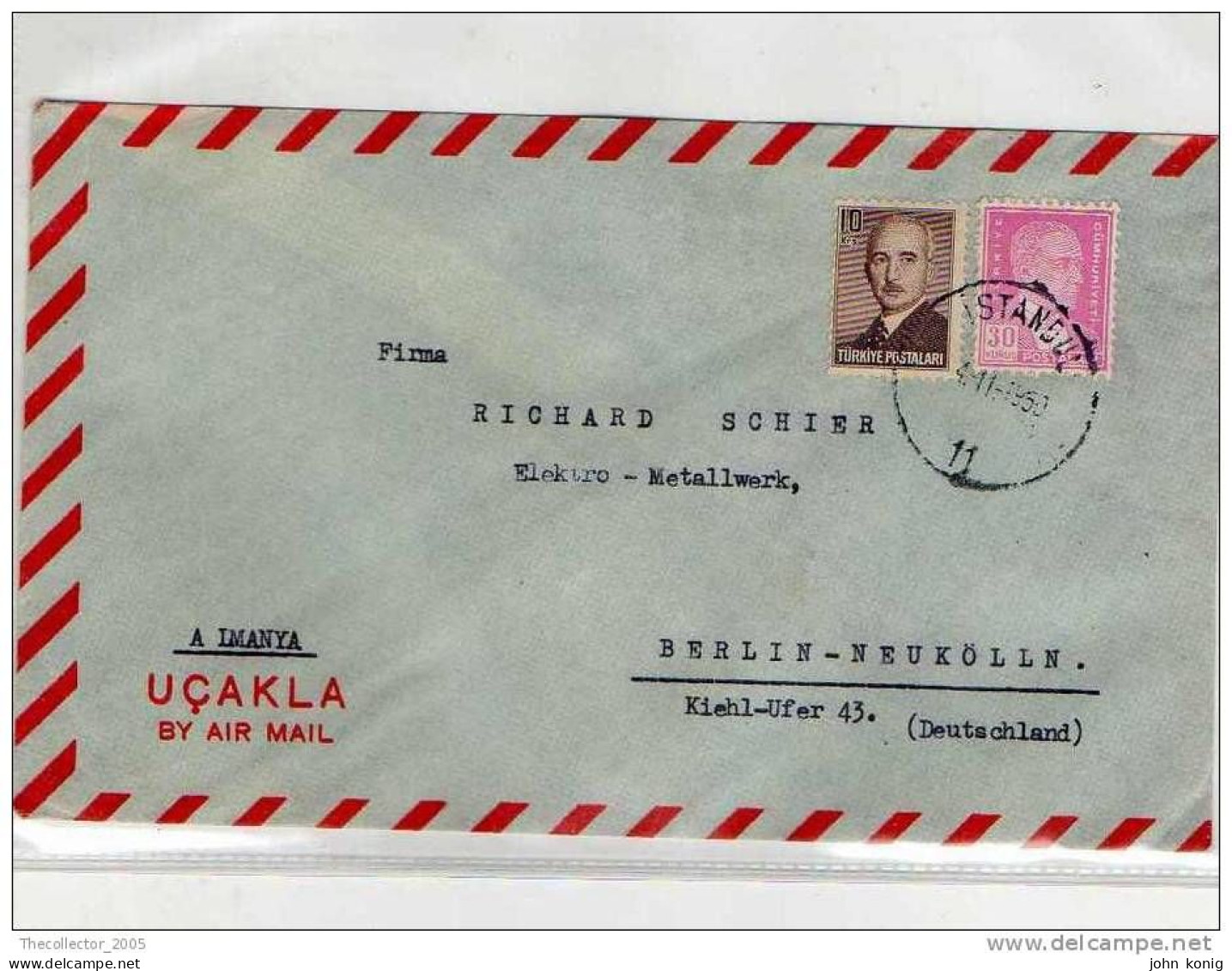 LETTERA ANNI '50 DA TURCHIA A GERMANIA (BERLINO) - LETTER (OF '50s) FROM TURKEY TO GERMANY-BERLIN - FDC