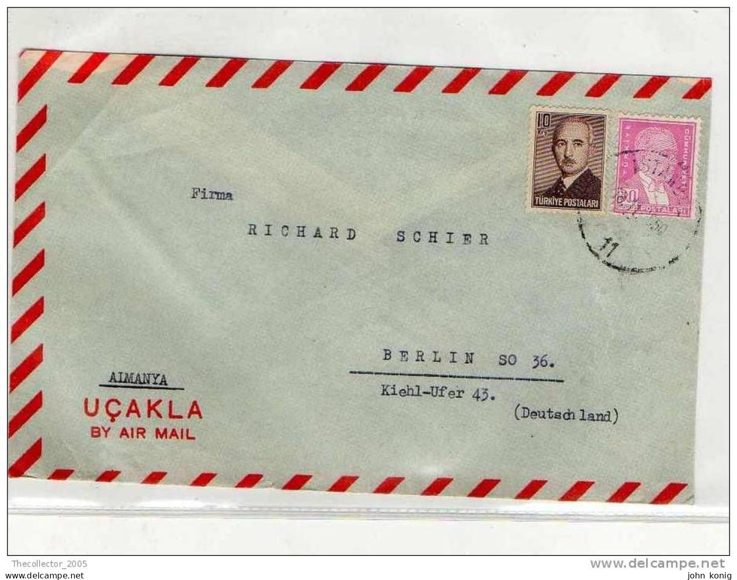 LETTERA ANNI '50 DA TURCHIA A GERMANIA (BERLINO) - LETTER (OF '50s) FROM TURKEY TO GERMANY-BERLIN - FDC