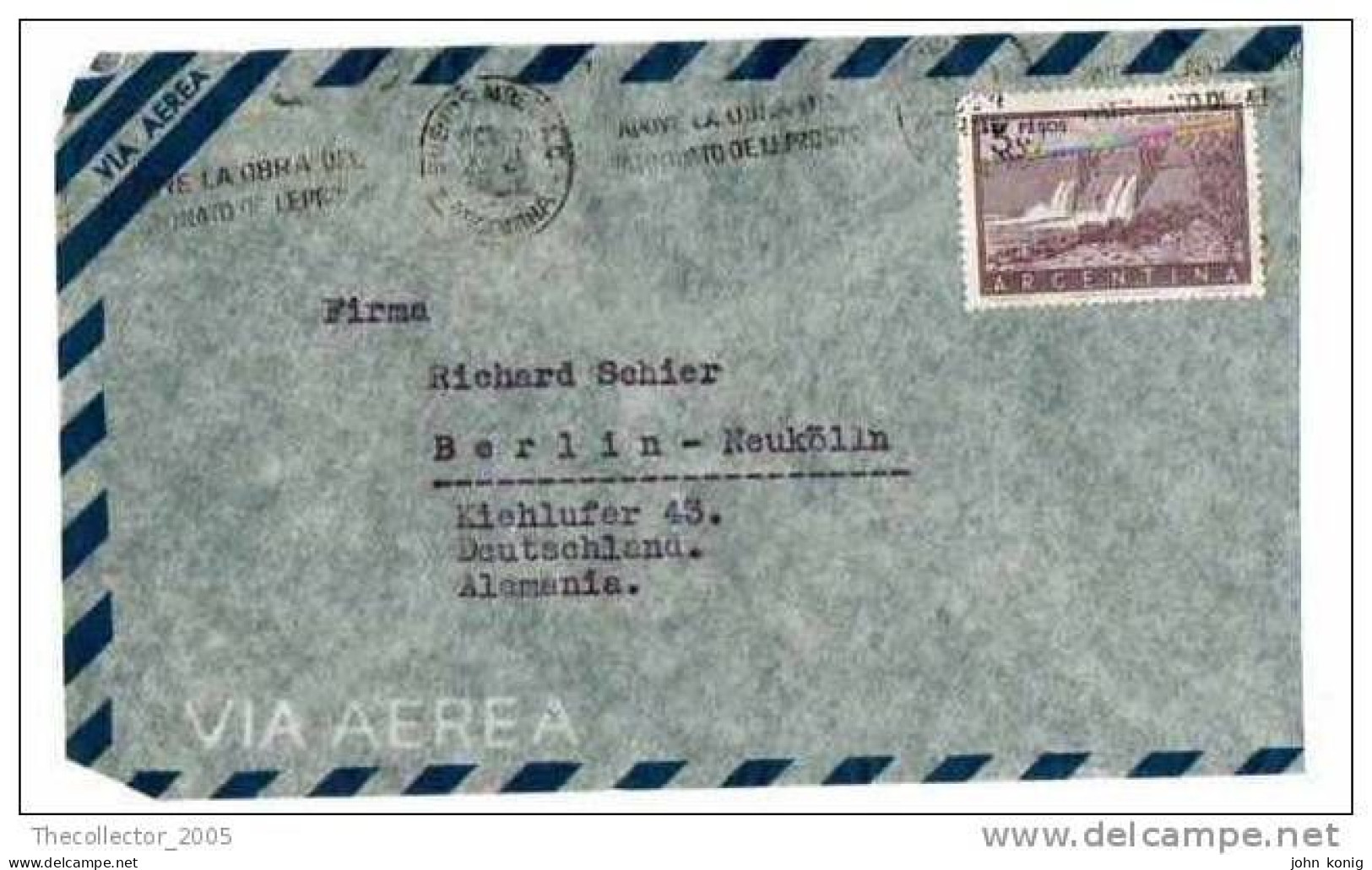 Lettera Busta Argentina-Argentinien Letter- Cover - Briefe- Posta Aerea Anni '50 (of '50s)-Air Mail-to Germany-Berlin - Poste Aérienne