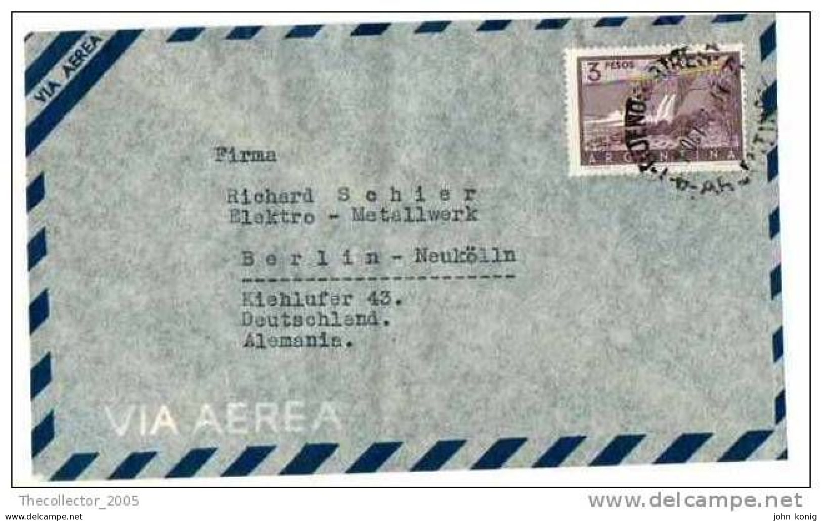 Lettera Busta Argentina-Argentinien Letter- Cover - Briefe- Posta Aerea Anni '50 (of '50s)-Air Mail-to Germany-Berlin - Posta Aerea