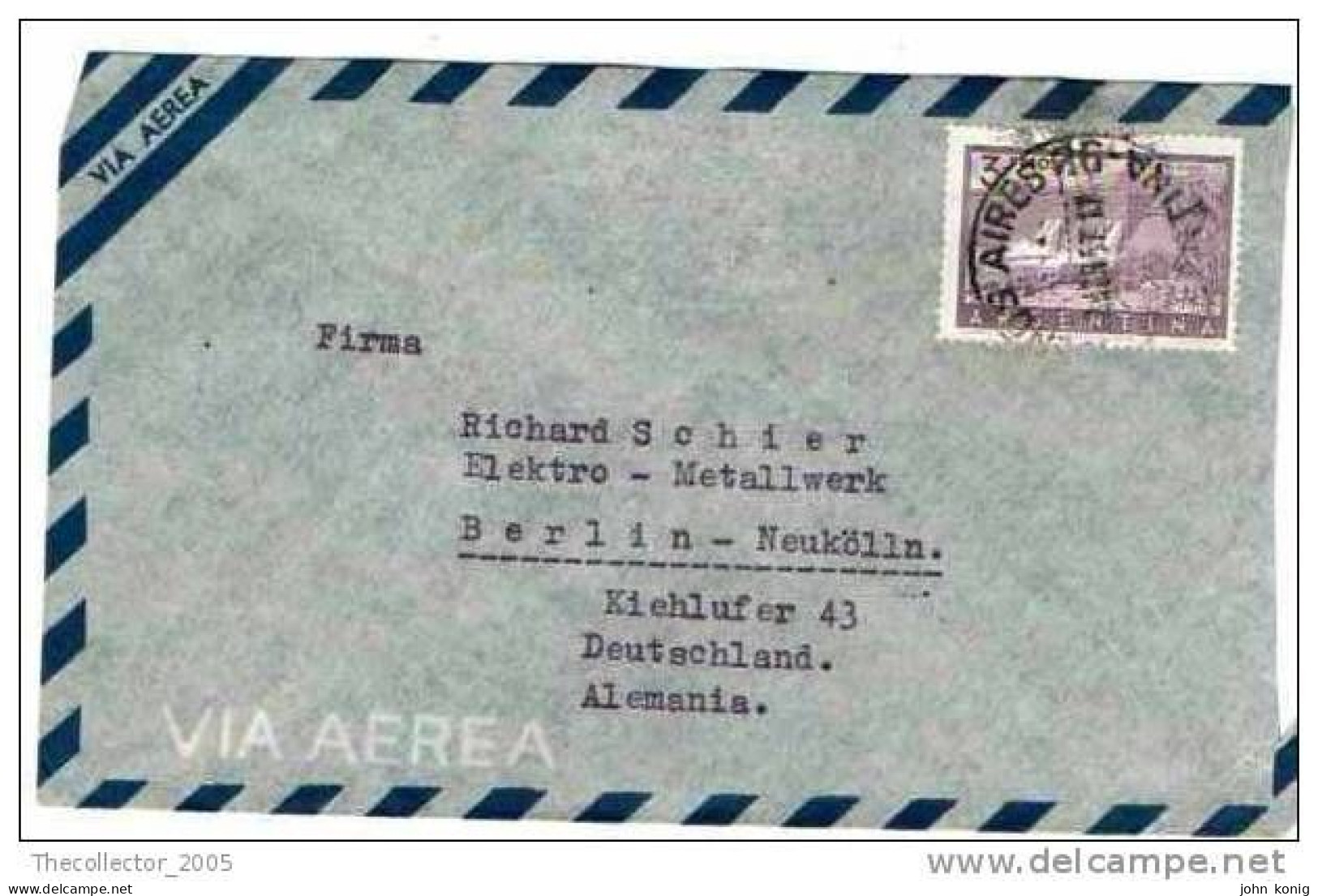 Lettera Busta Argentina-Argentinien Letter- Cover - Briefe- Posta Aerea Anni '50 (of '50s)-Air Mail-to Germany-Berlin - Posta Aerea