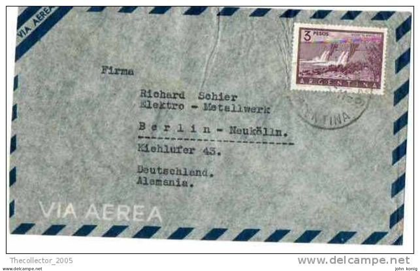 Lettera Busta Argentina-Argentinien Letter- Cover - Briefe- Posta Aerea Anni '50 (of '50s)-Air Mail-to Germany-Berlin - Poste Aérienne