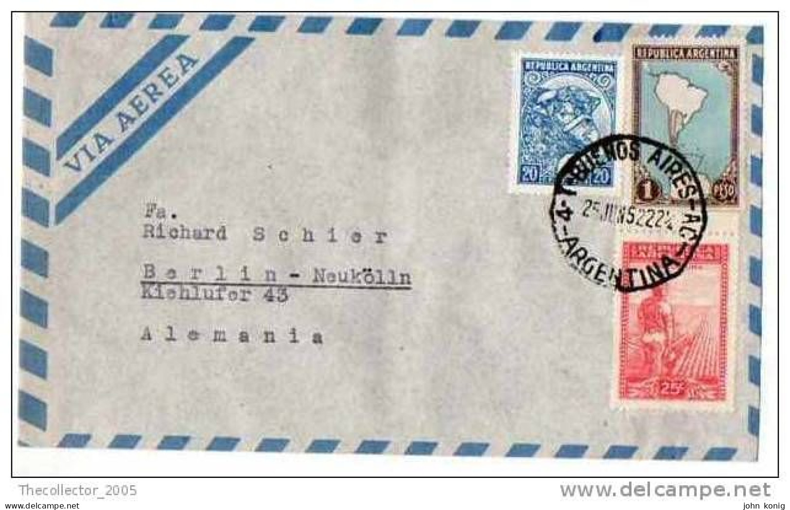 Lettera Busta Argentina-Argentinien Letter- Cover - Briefe- Posta Aerea Anni '50 (of '50s)-Air Mail-to Germany-Berlin - Luftpost