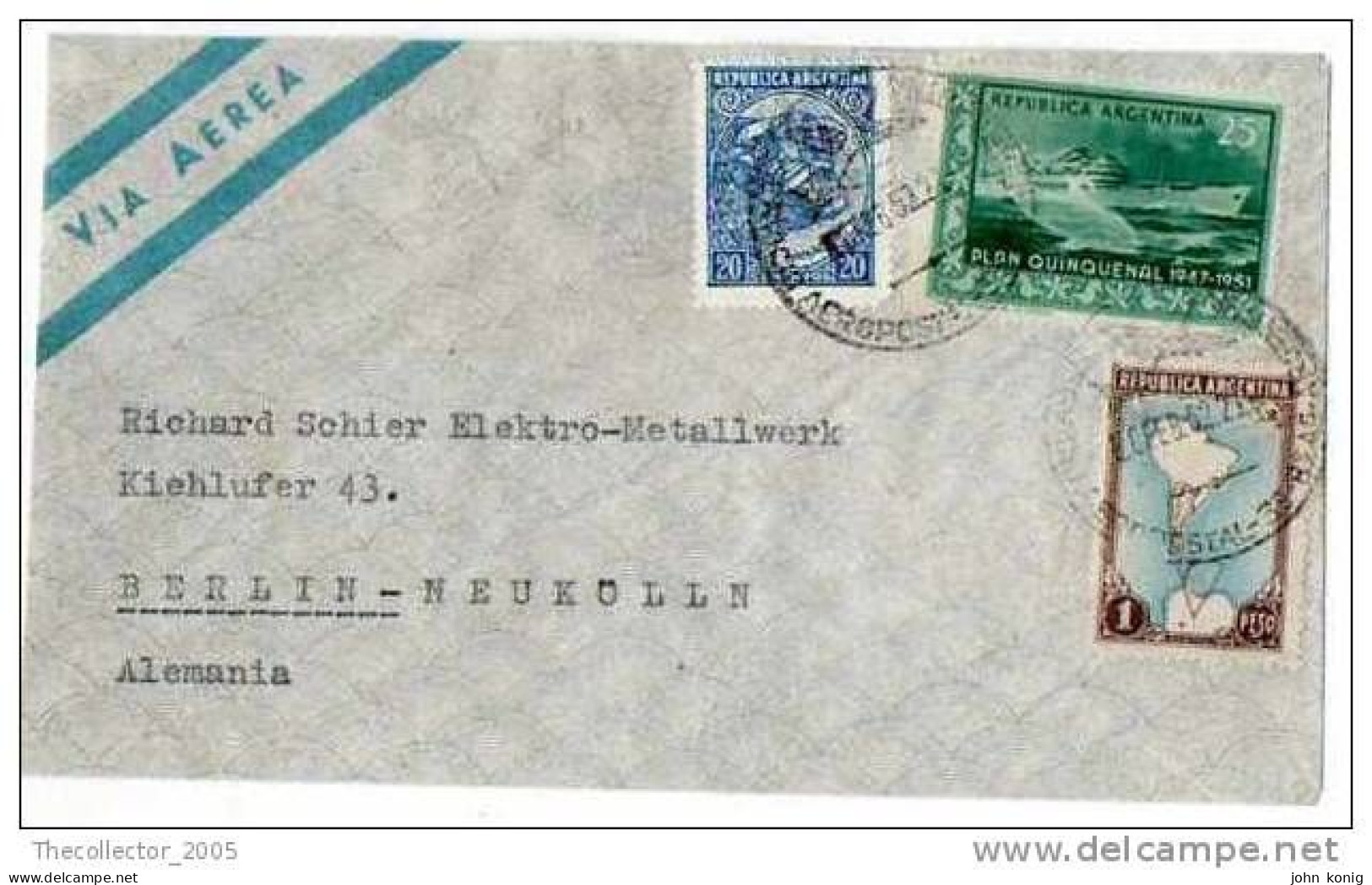 Lettera Busta Argentina-Argentinien Letter- Cover - Briefe- Posta Aerea Anni '50 (of '50s)-Air Mail-to Germany-Berlin - Luchtpost