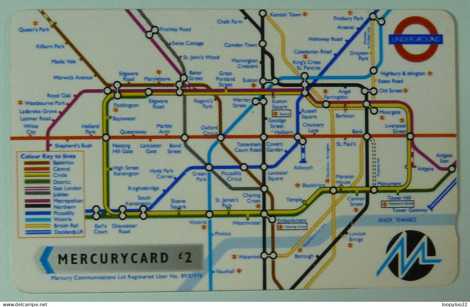 UK - Great Britain - Mercury - MER037- 17MERE - LRT Underground Map - Mint - [ 4] Mercury Communications & Paytelco