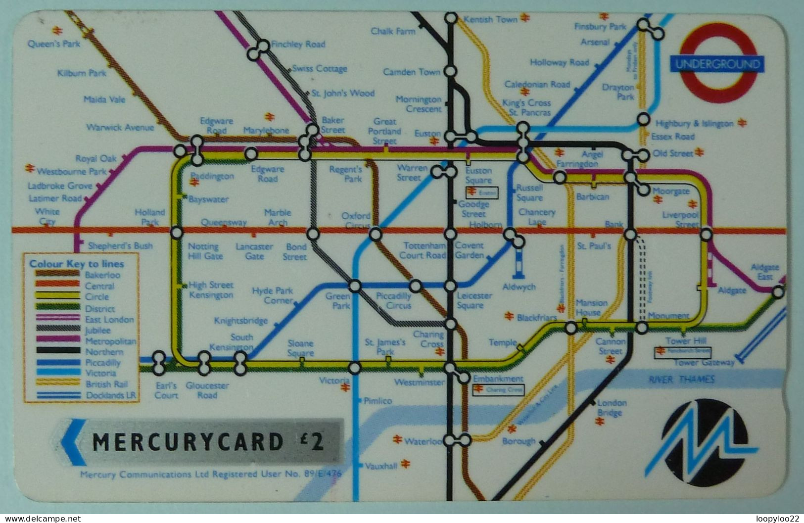 UK - Great Britain - Mercury - MER037- 18MERA - LRT Underground Map - Mint - Mercury Communications & Paytelco